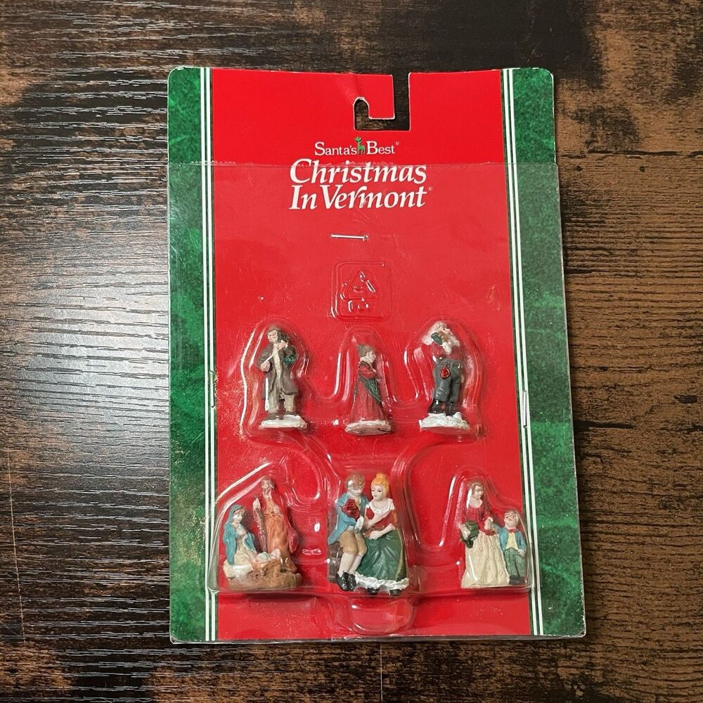 Vintage 1995 Santa’s Best Christmas In Vermont Mini Figures Village Set NIP